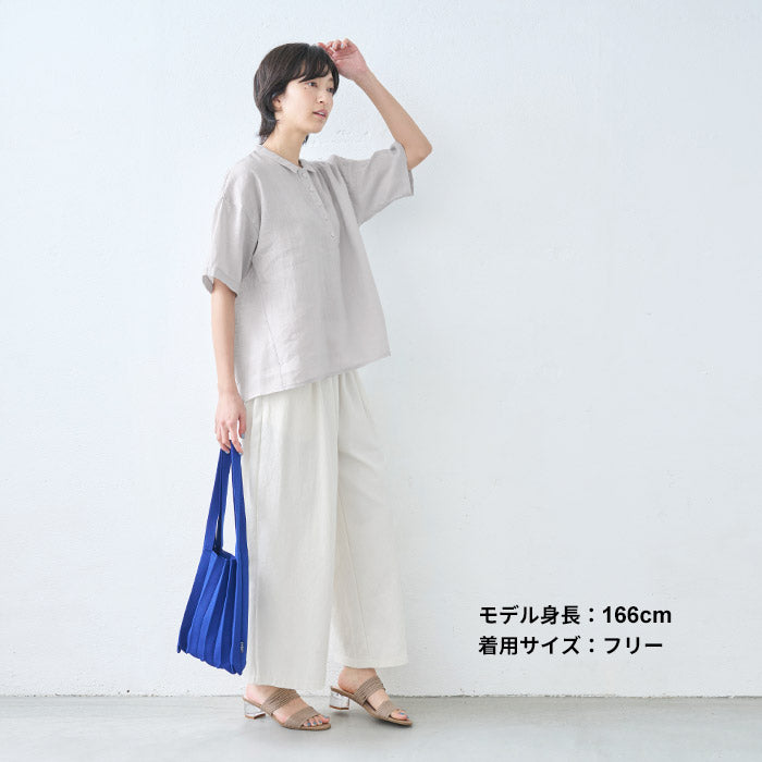 [夏薄手半袖シャツレディースゆったりブラウス]60番手ジャパンリネン100%五分袖シャツ/日本製40代50代60代襟付きリネン100%麻100リネン麻涼しいおしゃれこなれプルオーバーカジュアルトップス襟付き体型カバー