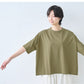 [レディースTシャツ半袖五分袖夏]メンフィスコットン100%ドロップショルダーTシャツ/日本製40代50代60代コットン100％綿1005分袖ゆったりドライタッチ涼やかオーバーサイズ無地シンプル春夏秋トップス
