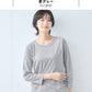 [tシャツレディース長袖無地きれいめ]シルクタッチリブ使い八分袖ラグランプルオーバー/日本製40代50代60代ゆったり8分袖レーヨンリヨセルロンT春夏秋長袖Tシャツ