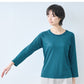 [tシャツレディース長袖無地きれいめ]シルクタッチリブ使い八分袖ラグランプルオーバー/日本製40代50代60代ゆったり8分袖レーヨンリヨセルロンT春夏秋長袖Tシャツ