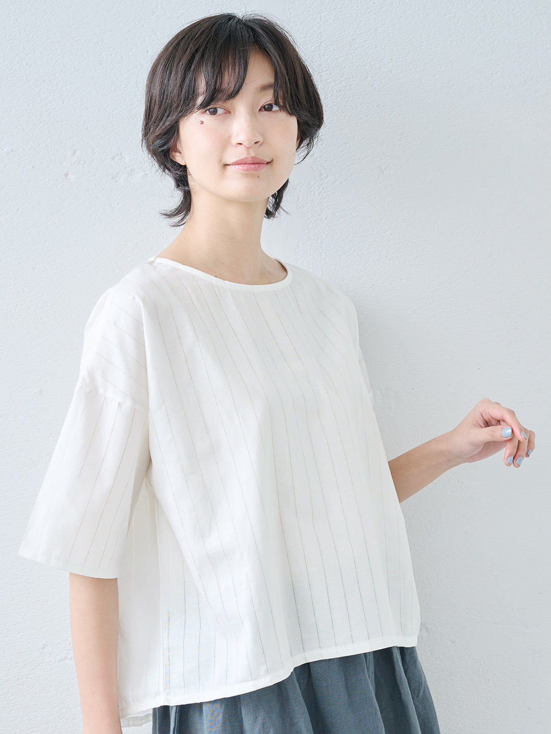 【訳あり大特価 アウトレット品】コットンリネンドビーTブラウス (飛び込みあり・画像あり)