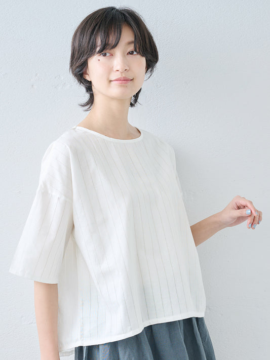 【訳あり大特価 アウトレット品】コットンリネンドビーTブラウス (飛び込みあり・画像あり)