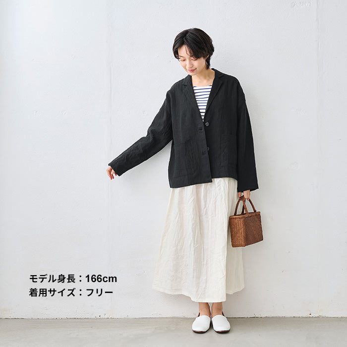 40番手フレンチリネン100%スカート オフホワイト