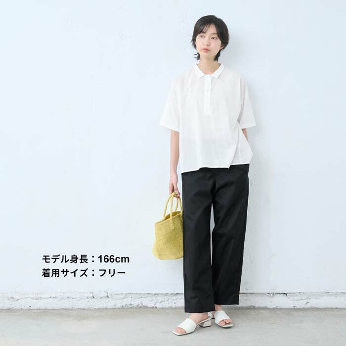 [撥水パンツレディース綿100撥水パンツ]コットン100％撥水セミワイドパンツ/日本製40代50代ワイドパンツ女性ストレートパンツきれいめ雨の日雨梅雨春夏ゆったりオフィス仕事カジュアル通勤白パンツ無地楽ちんウエストゴム