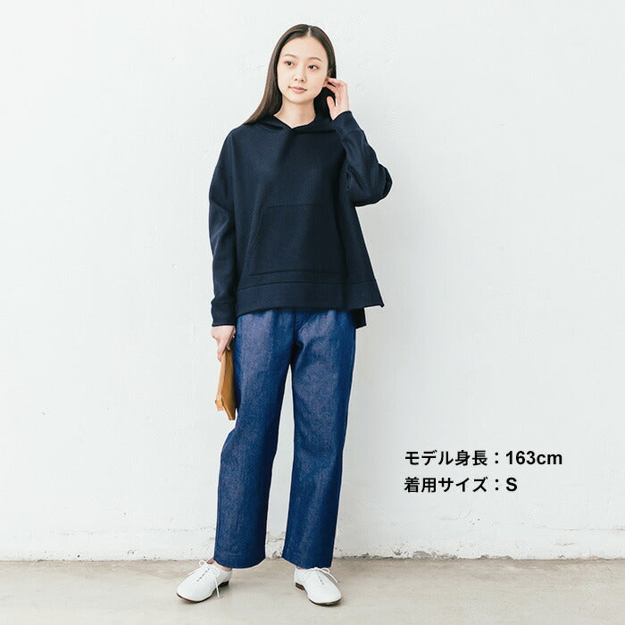 [デニムパンツレディースワイドウエストゴム日本製]コットン100%ジャパンデニムセミワイドパンツカーブパンツ/40代50代60代女性ファッションジーンズジーパンストレートパンツワイドパンツ綿100％ゆったり大きめカイハラカイハラデニム