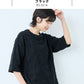 [ジャガードカットソーレディースきれいめゆったり]強撚綿タックジャガードTシャツ/日本製40代50代60代70代女性ファッションtシャツ綿100%おしゃれジャガードトップス1枚できれい通勤インナークルーネック体型カバーストレッチ夏服