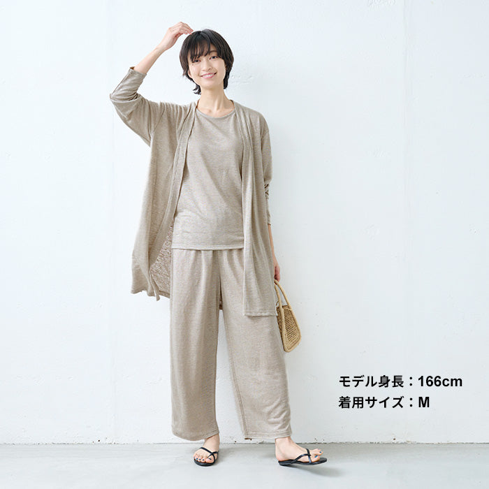 プレミアムリネン100%ロングペチパンツ ベージュ