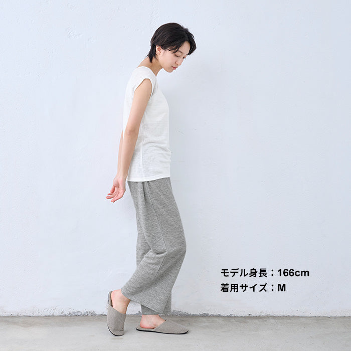 プレミアムリネン100%ロングペチパンツ 杢グレー