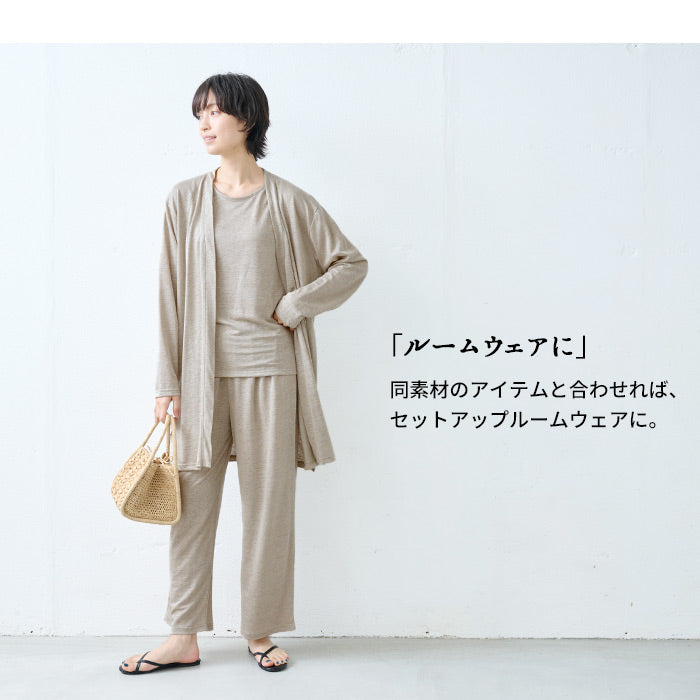 [ペチパンツ麻ロングワンピースの下さらさら夏ロング丈]プレミアムリネン100%ロングペチパンツ/日本製40代50代60代汗取りペチパンツインナー重ね着吸水速乾涼しい透けないロング透け防止夏用長めリネン素材ワイドパンツルームパンツ