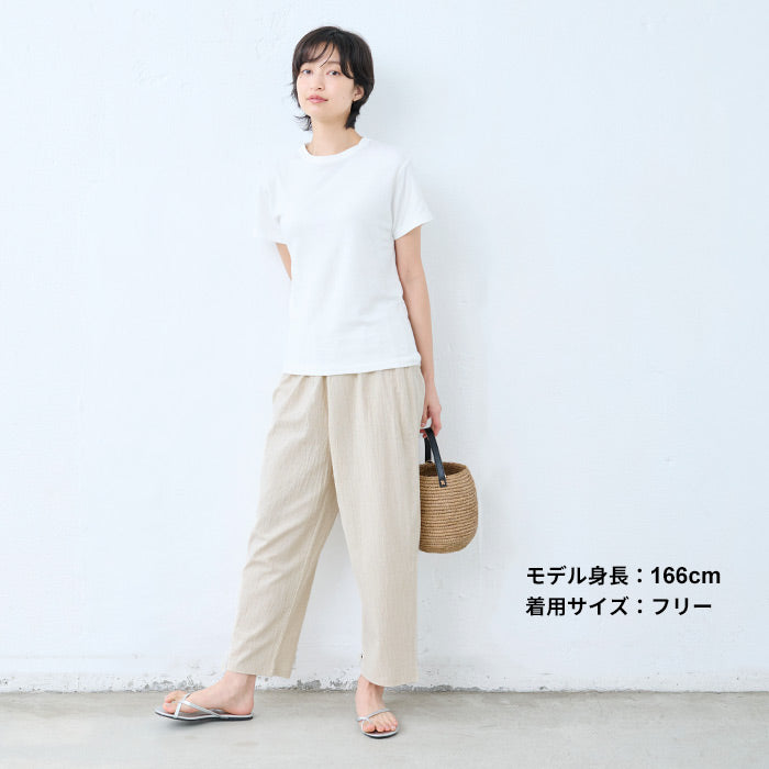 [ペチパンツロングワンピースの下さらさら夏綿麻]手染め風リネンコットンペチパンツ/日本製40代50代60代ファッション吸水速乾涼しい透け防止ペチパンツ夏用ルームパンツレディースロング丈薄手春夏長ズボン夏ゆったり快適ボトム