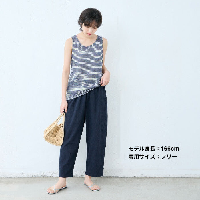 [ペチパンツロングワンピースの下さらさら夏綿麻]手染め風リネンコットンペチパンツ/日本製40代50代60代ファッション吸水速乾涼しい透け防止ペチパンツ夏用ルームパンツレディースロング丈薄手春夏長ズボン夏ゆったり快適ボトム