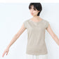 [汗取りインナーレディースtシャツ脇汗パッド付きインナー]プレミアムリネンストレッチ汗取りフレンチスリーブTシャツ/日本製40代50代60代汗染み汗染防止ワキ汗汗取りパット付フレンチ袖リネンコットン麻綿半袖吸汗吸水速乾抗菌