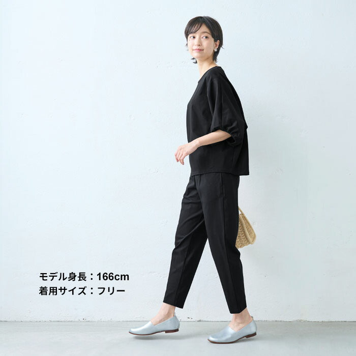 [接触冷感半袖tシャツレディースカットソー]強撚糸コットン100%ドルマンTシャツ/日本製40代50代60代ゆったり綿100涼しいコットン綿カジュアルきれいめ体型をカバー無地接触冷感夏おしゃれ半袖大人七分袖五分袖