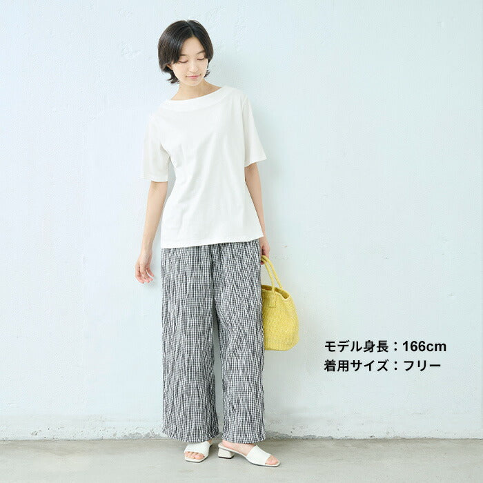[汗染み防止Tシャツレディース半袖綿100%速乾接触冷感]汗が気にならない、綿の優しいTシャツ/日本製40代50代60代女性ファッション汗ジミ防止五分袖ボートネック大人カジュアルきれいめ無地トップスゆったり涼しい上品着回し