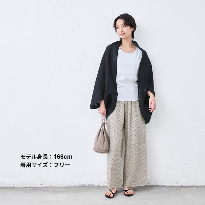リネン&コットンドット柄ワイドパンツ 生成系