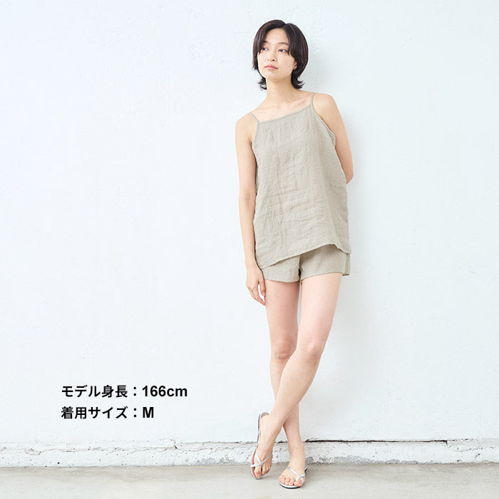 [リネンインナー夏レディース麻]60番手フレンチリネン100%キャミソール/日本製40代50代60代女性フレンチリネンリネン100％麻100％涼しい速乾下着肌着麻100トップス夏ゆったり薄手インナーウェア通気性吸湿性軽い快適蒸れない