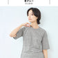 [tシャツレディース半袖速乾無地薄手]プレミアムリネン100％五分袖ラグランTシャツ/日本製40代50代60代リネン麻100カットソー麻100涼しい天然素材吸汗速乾抗菌大きいサイズLLおしゃれ夏透けシアー大人