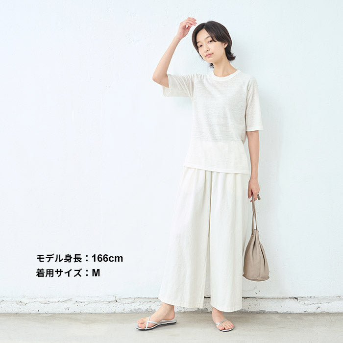 [tシャツレディース半袖速乾無地薄手]プレミアムリネン100％五分袖ラグランTシャツ/日本製40代50代60代リネン麻100カットソー麻100涼しい天然素材吸汗速乾抗菌大きいサイズLLおしゃれ夏透けシアー大人