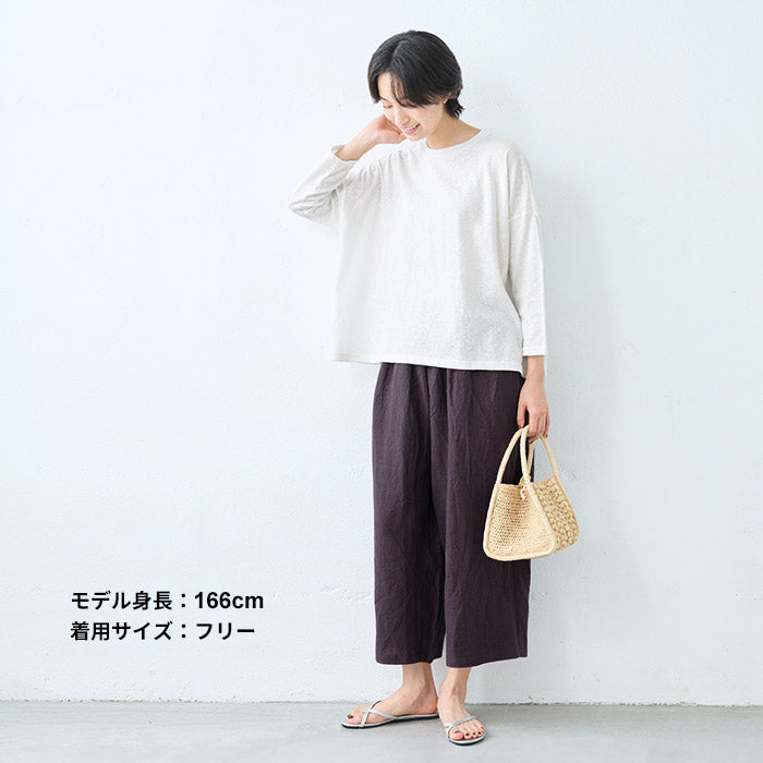 [フレンチリネンパンツレディース薄手夏]40番手フレンチリネン100%ころんパンツ/日本製40代50代60代30代リネン100％ワイドパンツ涼しい夏ナチュラルゆったり体型カバー麻涼感ボトムス大きいサイズ大きめルームウェア旅行