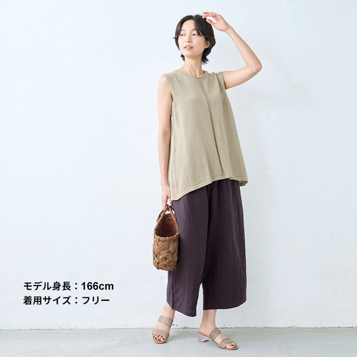 [フレンチリネンパンツレディース薄手夏]40番手フレンチリネン100%ころんパンツ/日本製40代50代60代30代リネン100％ワイドパンツ涼しい夏ナチュラルゆったり体型カバー麻涼感ボトムス大きいサイズ大きめルームウェア旅行