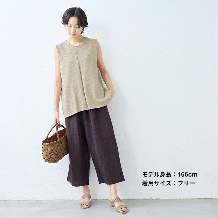 [フレンチリネンパンツレディース薄手夏]40番手フレンチリネン100%ころんパンツ/日本製40代50代60代30代リネン100％ワイドパンツ涼しい夏ナチュラルゆったり体型カバー麻涼感ボトムス大きいサイズ大きめルームウェア旅行