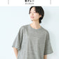 [tシャツレディース半袖ゆったり涼しい吸汗速乾]プレミアムリネン100%クロップド丈ゆったりTシャツ/日本製40代50代60代女性ファッション短め丈夏春夏夏服リネン100%リネン麻薄手体型カバーおしゃれナチュラルシンプル重ね着