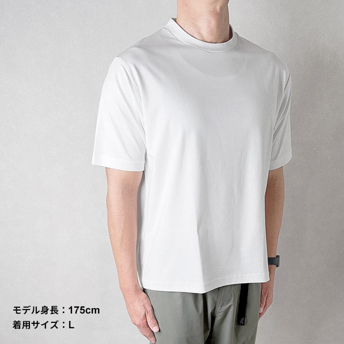[コットンメンズTシャツ半袖夏]強撚コットン100%メンズ襟高Tシャツ/日本製40代50代60代男性コットン100%ゆったりシルエット大人シンプルナチュラルカジュアル白黒ナチュラル上質素材無地おしゃれ綿100ドライオシャレ