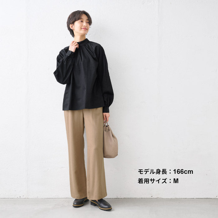 尾州 薄手 ウール100％ 裏地付き ワイドパンツ ベージュ