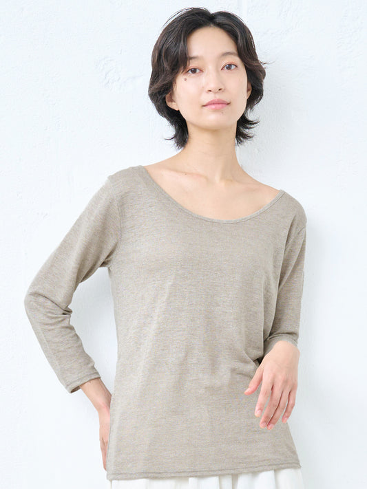 プレミアムリネン100% 八分袖 インナーシャツ