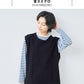 ウールコットンダブルフェイス ベスト 杢スミクロ