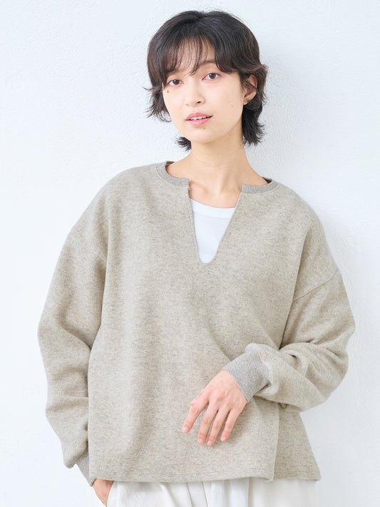 ニュージーランドウールコットン キーネック プルオーバー