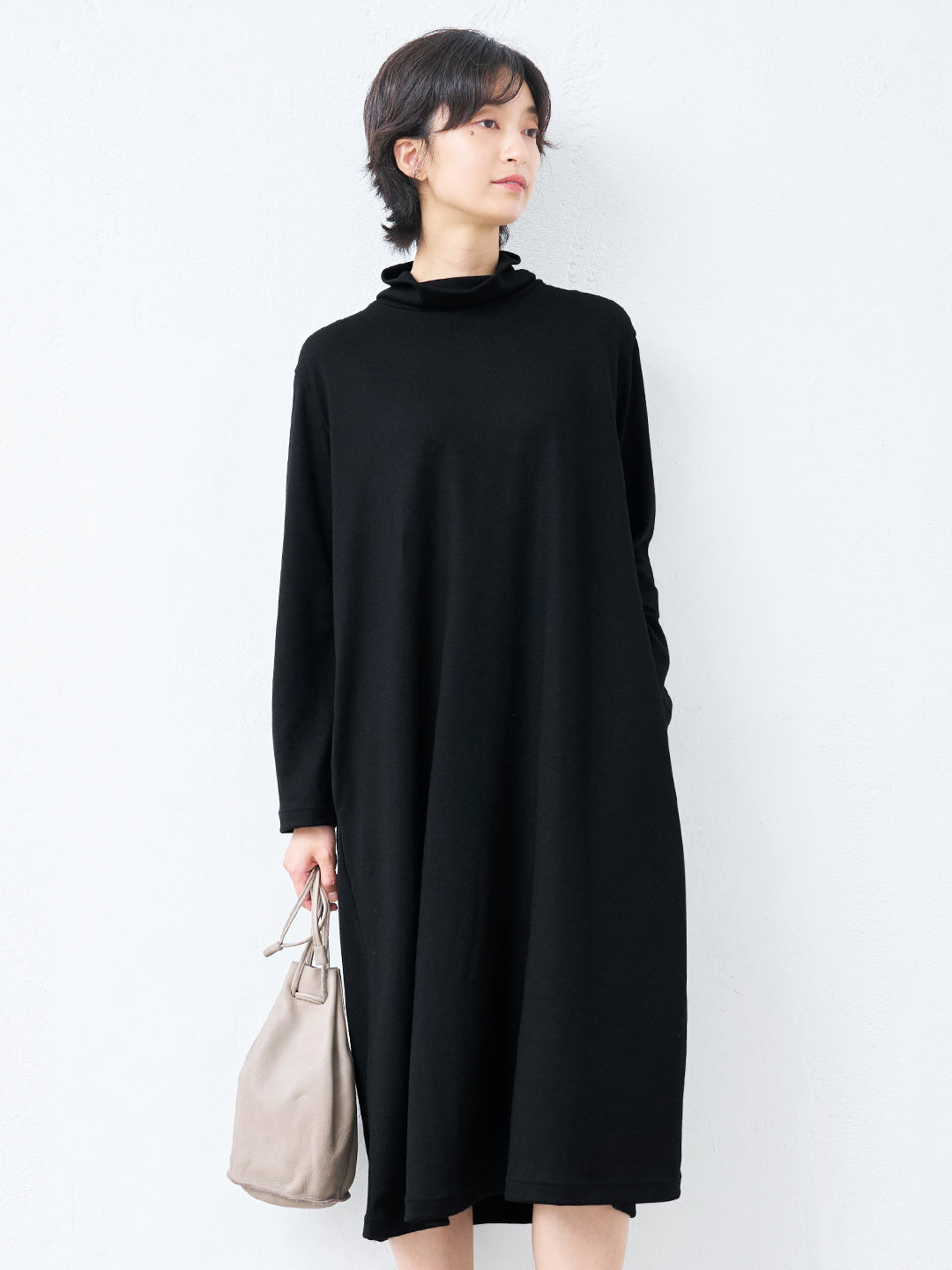 洗える メリノウール100% タートル ワンピース