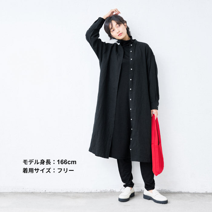 洗える メリノウール100% タートル ワンピース ブラック