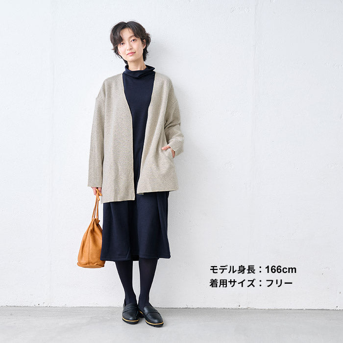 洗える メリノウール100% タートル ワンピース ネイビー