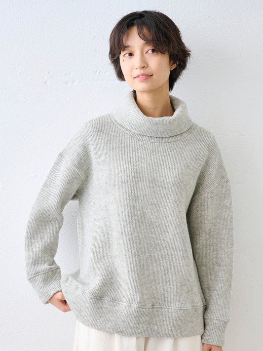 厚手ウールコットン ダブルフェイス オフタートル