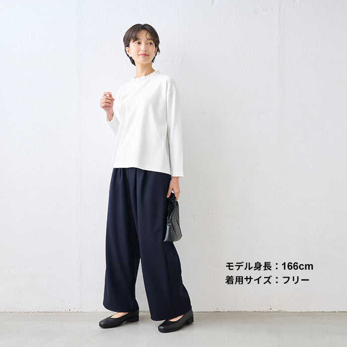 コットン100% フリル襟 カットソー プルオーバー オフホワイト