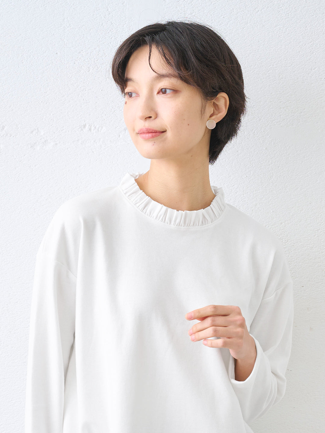 コットン100% フリル襟 カットソー プルオーバー