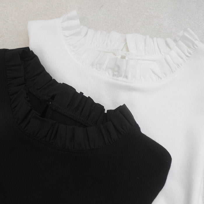 コットン100% フリル襟 カットソー プルオーバー カラー展開