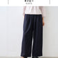 圧縮ウール100% 裏地付き 2タックワイドパンツ ネイビー