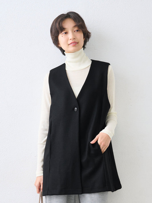 圧縮ウール100% ロングジレ 