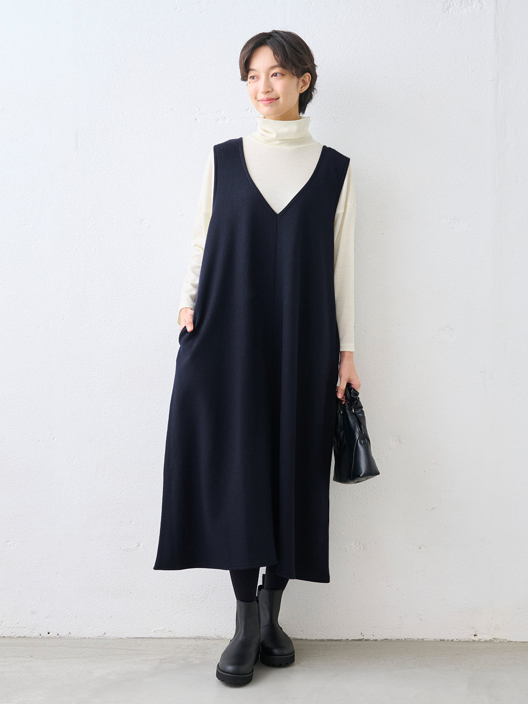 圧縮ウール100% ジャンパースカート 