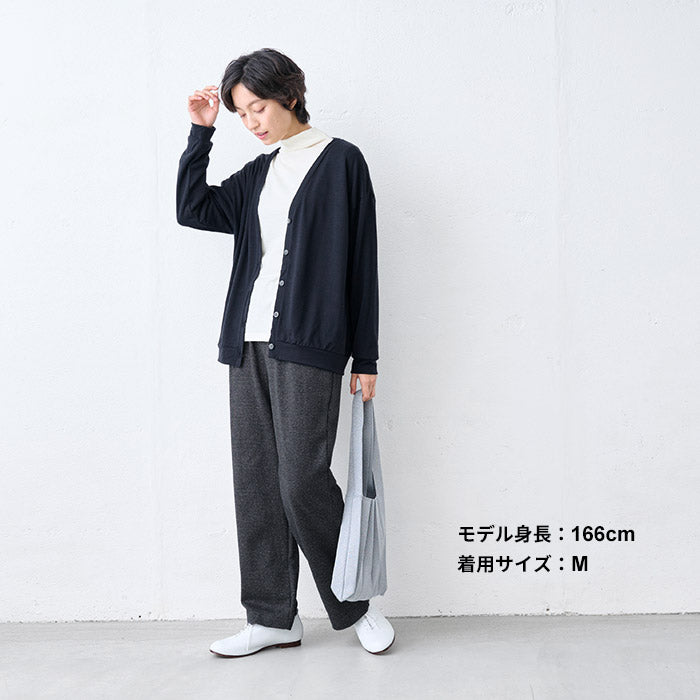 ウール混 360度ストレッチ ストレートパンツ ブラック系チェック