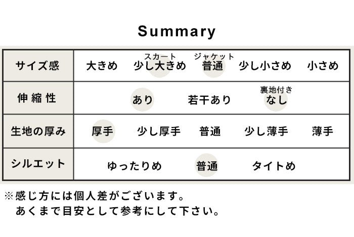 圧縮ウール100%ノーカラージャケット+ロングスカート　summary