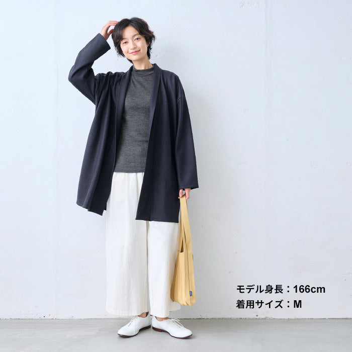 ミラクルウール100% ボトルネックプルオーバー チャコール