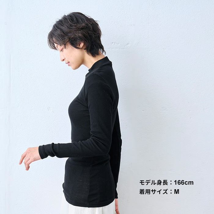ミラクルウール100% ボトルネックプルオーバー ブラック