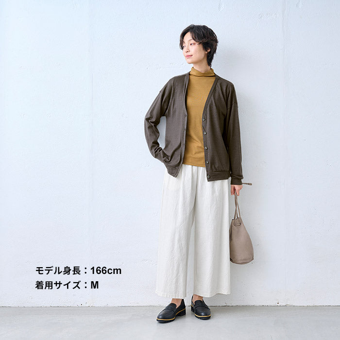 やわらか ウォッシャブル メリノウール100% ボトルネック プルオーバー マスタード