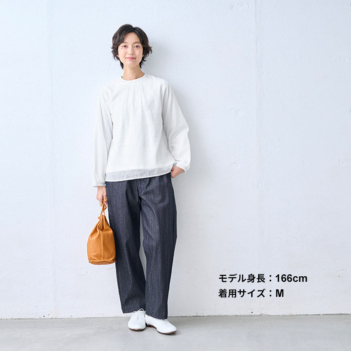 コットン100% 2枚仕立て シフォンブラウス ホワイト