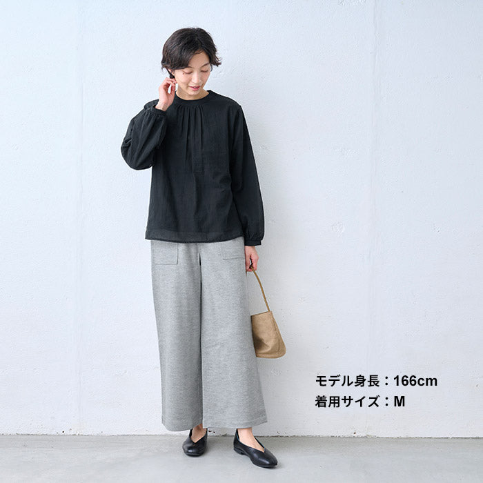 コットン100% 2枚仕立て シフォンブラウス ブラック