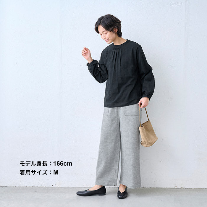 コットン100% 2枚仕立て シフォンブラウス ブラック