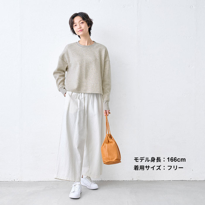 ニュージーランドウールコットン クロップド丈 トレーナー オートミール